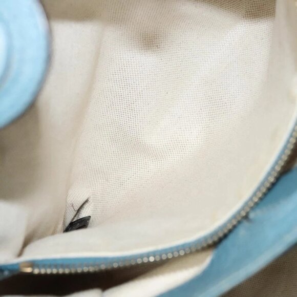 GUCCI Bamboo Hand Bag Leather 2way Blue Silver 336032 Auth 121645 - Picture 12 of 16